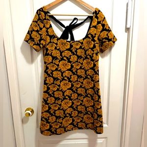 Maeve black and gold mini dress